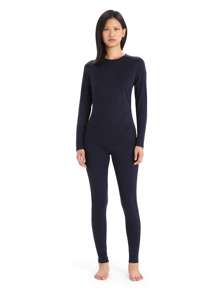 Midnight Navy Icebreaker Merino 200 Oasis Long Sleeve Crewe Thermal Top Women's Base Layers | AU 1929WNBY